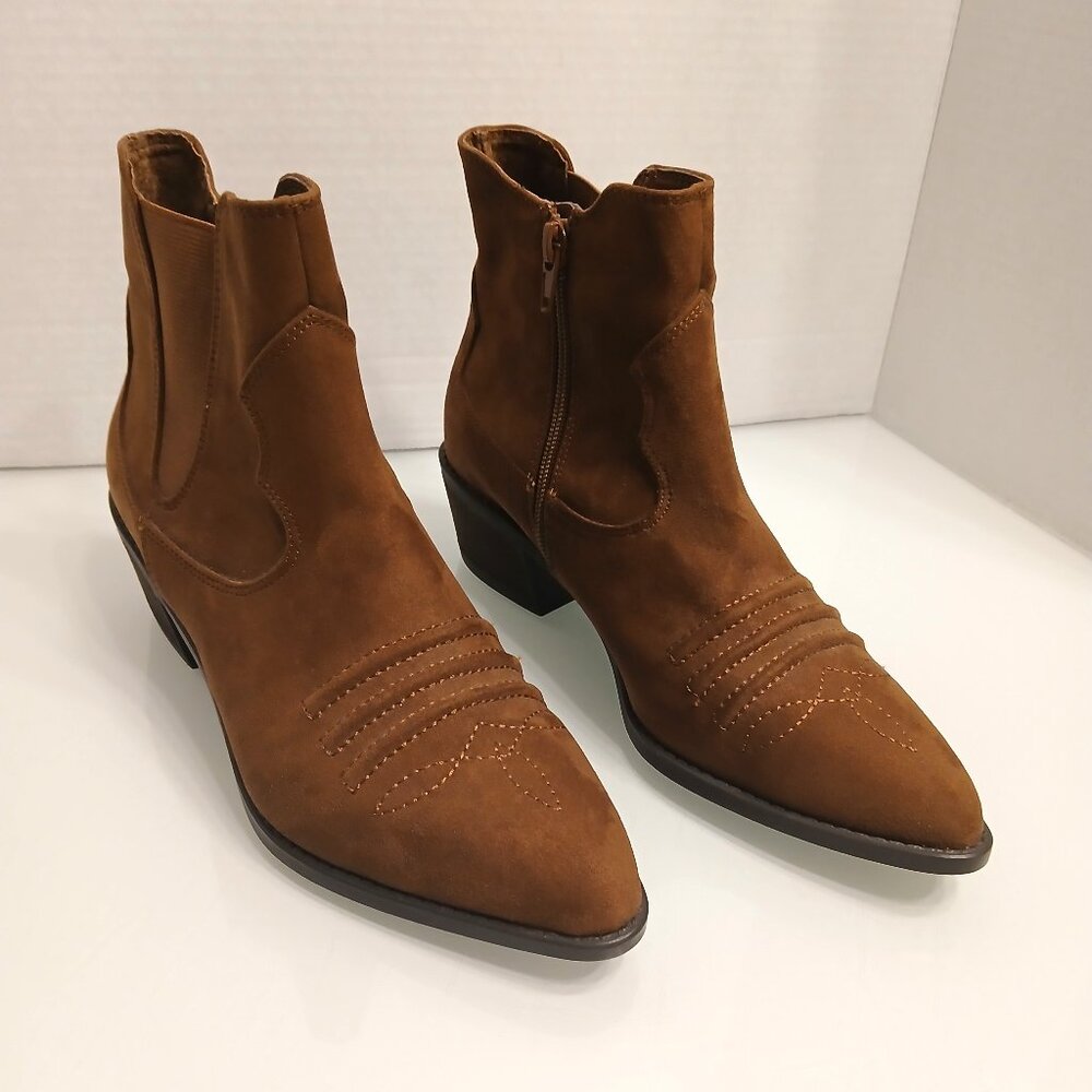 Carlos By Carlos Santana Women's Montana Western Ankle Boots Size 6.5 Faux Suede